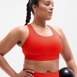 Athleta Interval Sports Bra D-DD L 413267 Cardinal Orange NEW